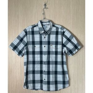Carhartt Plaid Button Up Short Sleeve Work Shirt Casual Outdoor Size L
